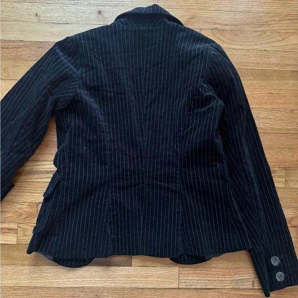 Nick & Mo Vintage Black Pinstripe Blazer Velvet size Small - Picture 6 of 7